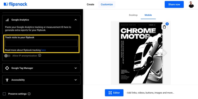 Add Measument ID to flipbook