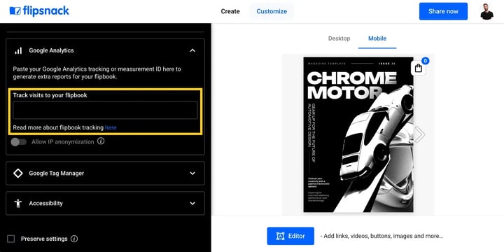 Add Measument ID to flipbook