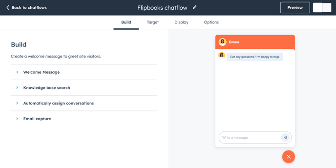 Build chat widget in Hubspot