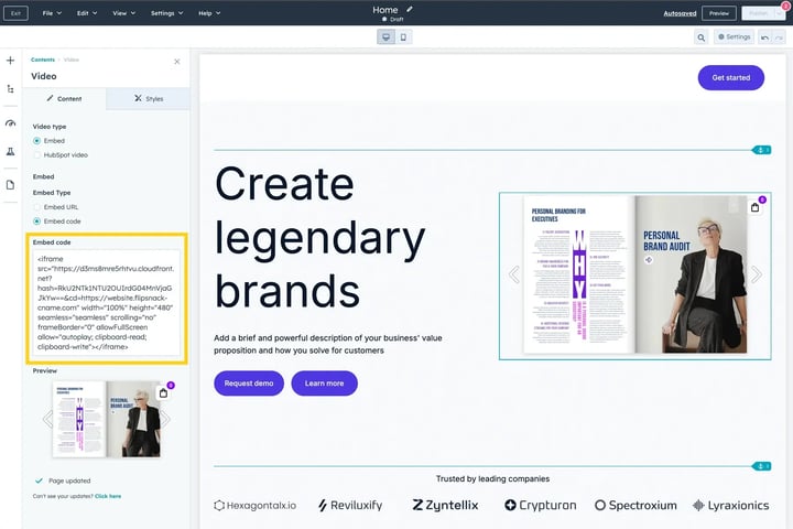 Embed flipbook code