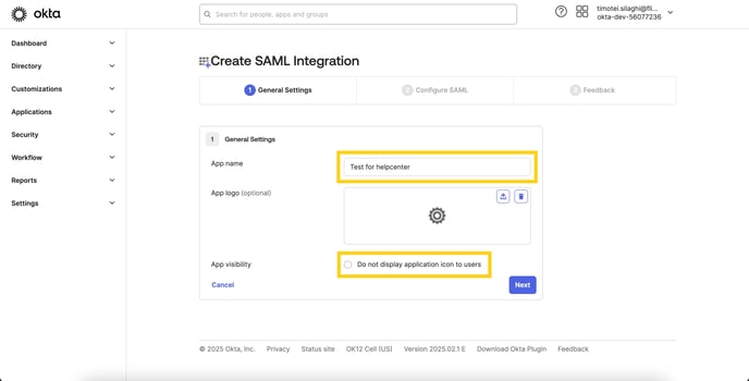 How to create SAML integration