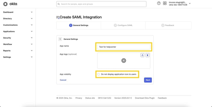 How to create SAML integration