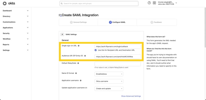 Create SAML Integration