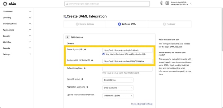 Create SAML Integration