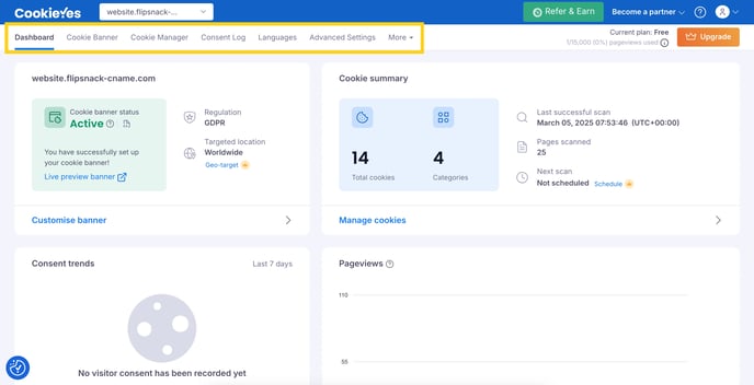 CookieYes Dashboard