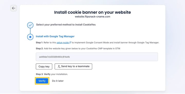 Verify cookie installation