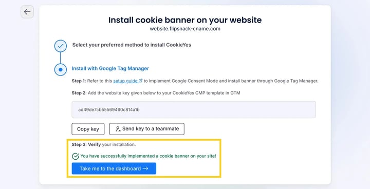 Cookie banner Installation Successfull