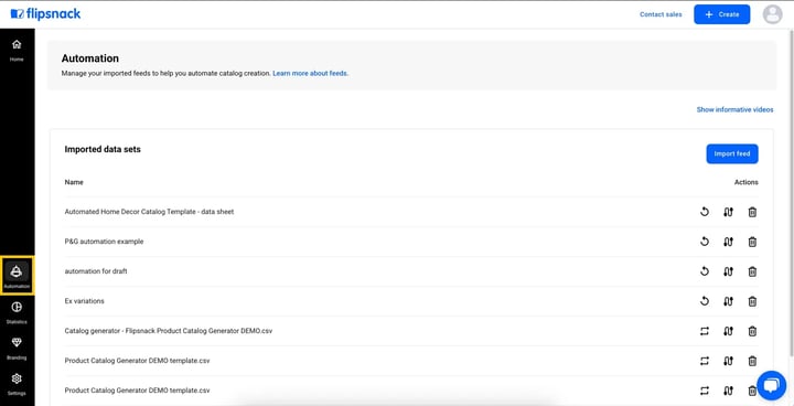 automation section in Flipsnack