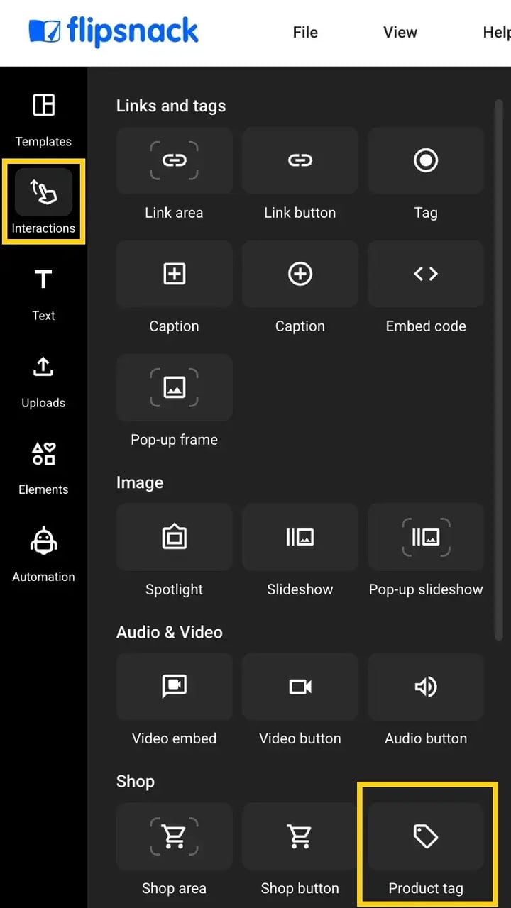 add a product tag from Interactivity