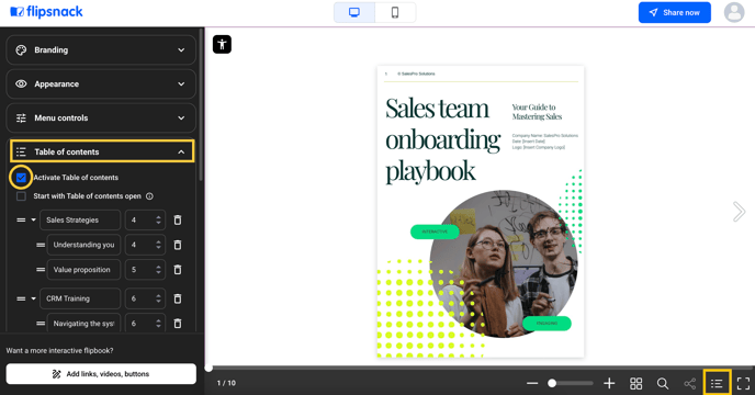 how-to-activate-table-of-contents-in-Customize-for-modern-skin