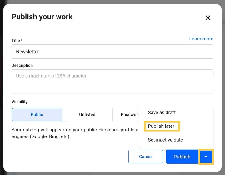 schedule-publish-date-modal-in-flipsnack