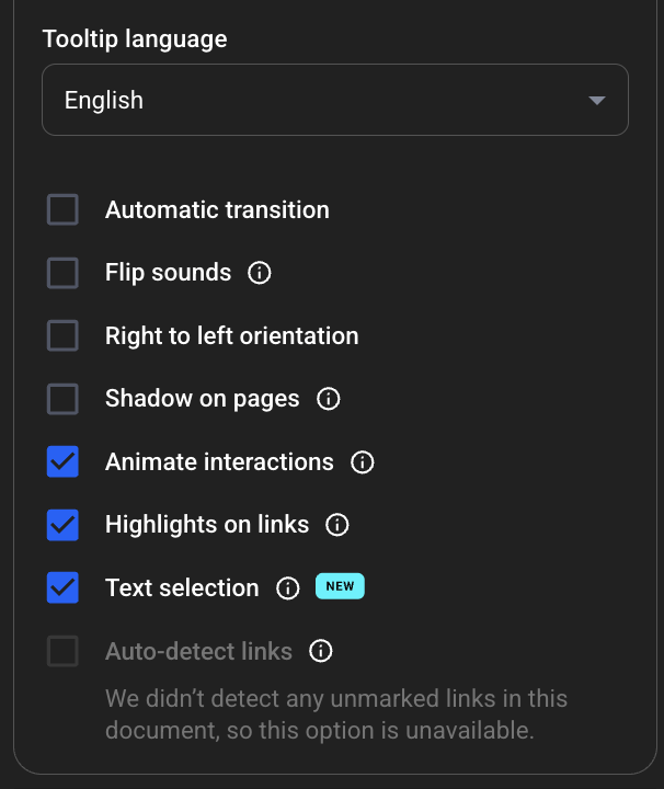 appearance options in flipsnack