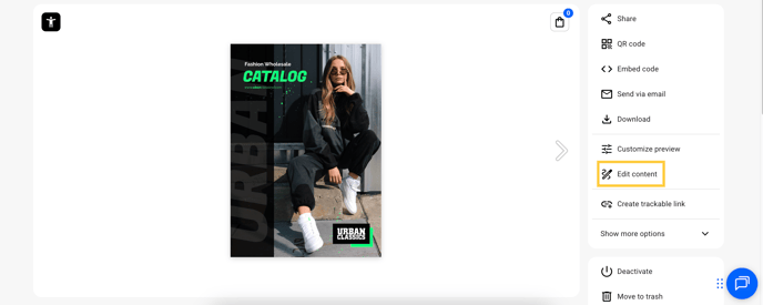 edit content button in flipsnack overview page