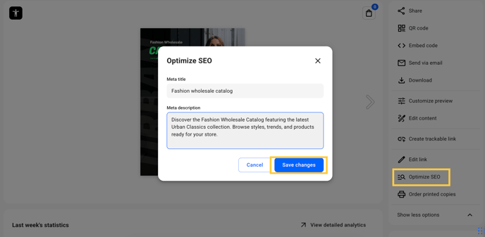 SEO optimization in Flipsnack overview page