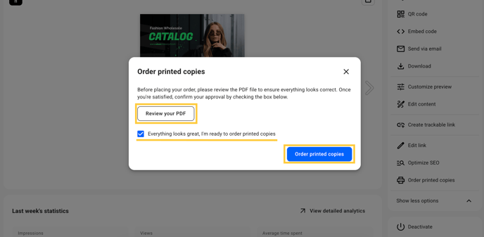 order printed copies in flipsnack