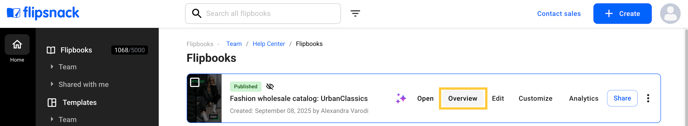 select overview page in flipsnack