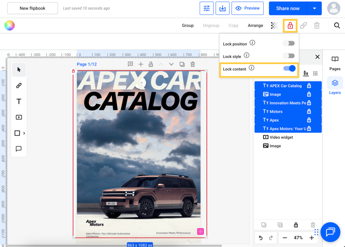 Locking content in your Flipsnack's flipbooks