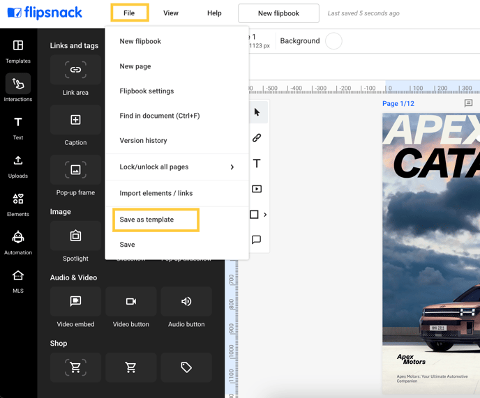 how-to-save-a-flipbook-as-template-in-flipsnack