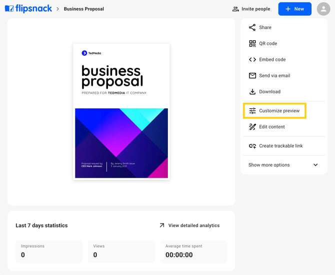 Access the customize menu