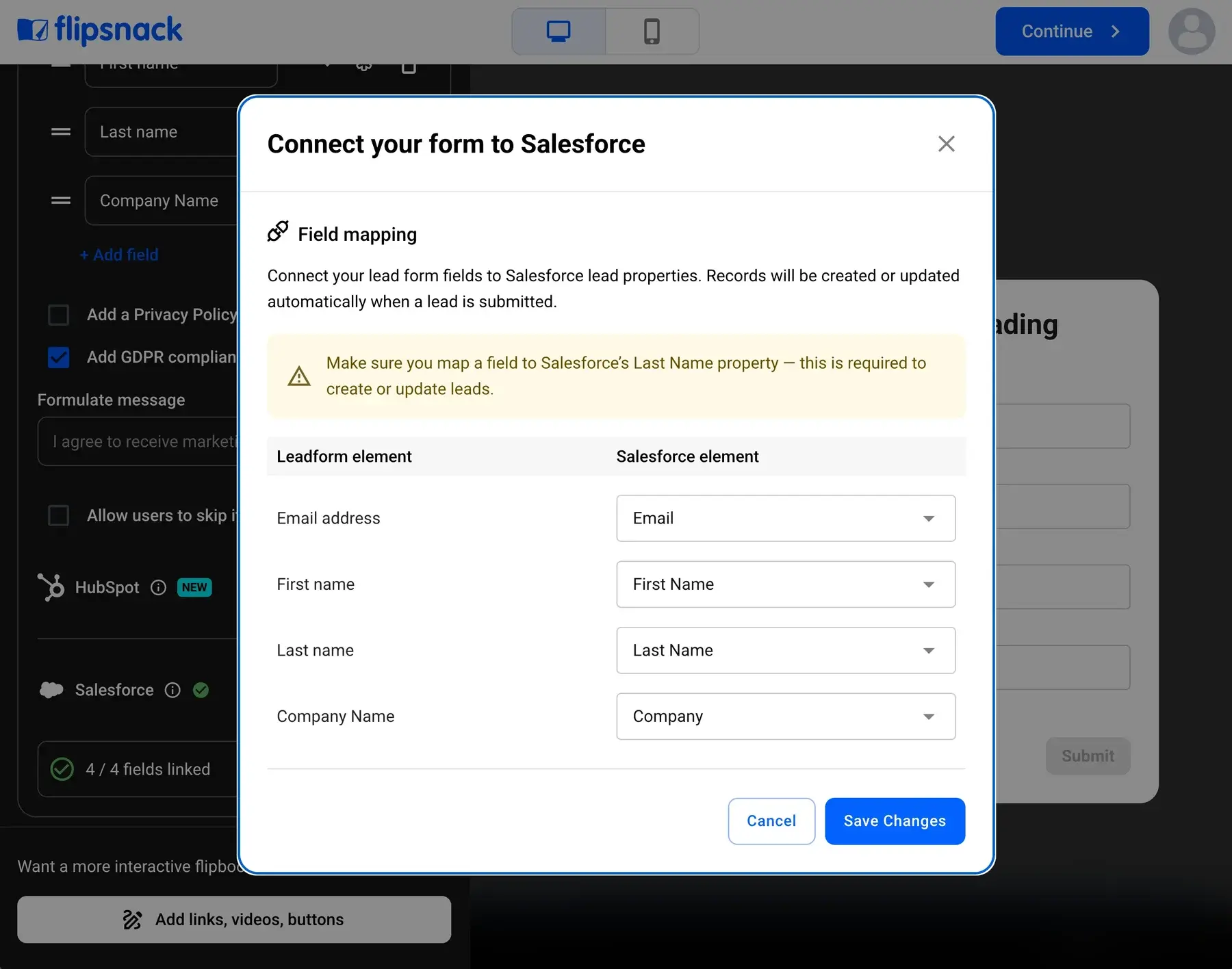 How to integrate Salesforce with Flipsnack lead forms