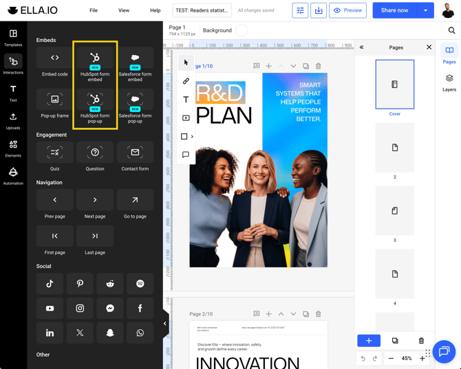 Inline form embed Hubspot and Flipsnack