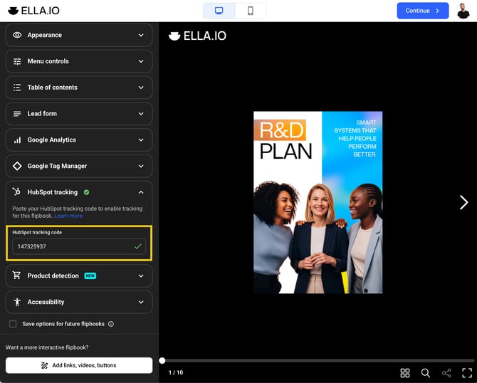 Hubspot integration in flipsnack