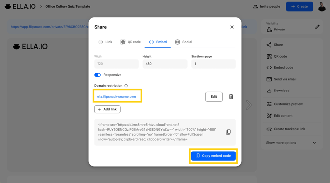 Embed option in Overview