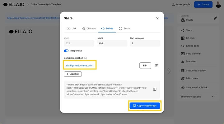 Embed option in Overview