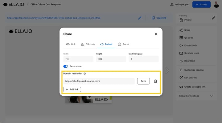Domain restriction input field]