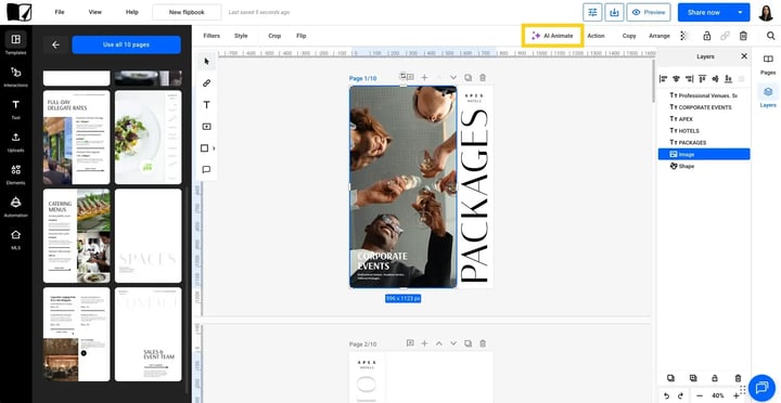 AI animate in Design Studio