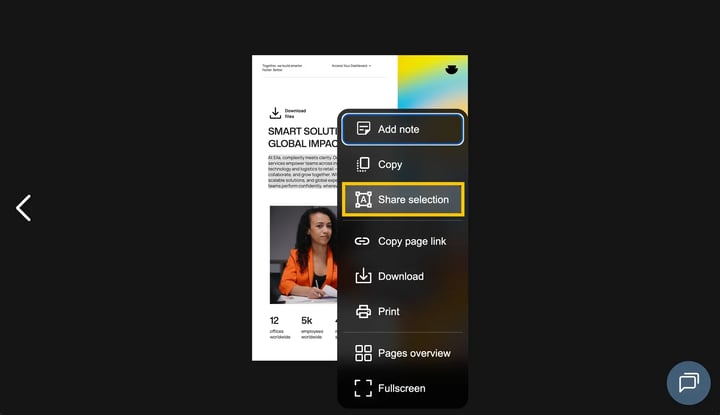 Share selected text
