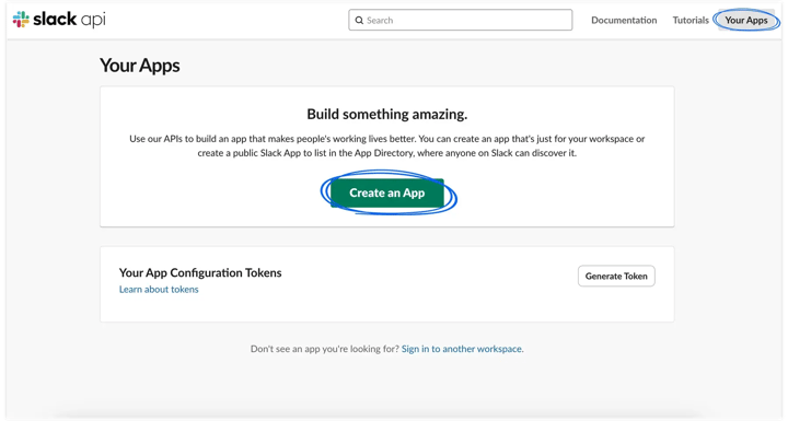Slack intergration create your apps