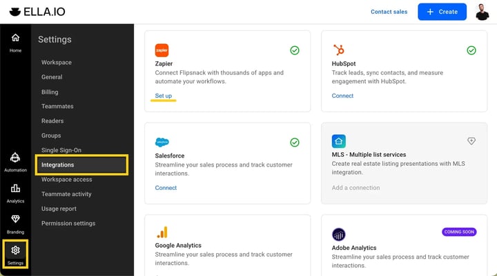 Step 1 Connect Flipsnack to Zapier using the API key