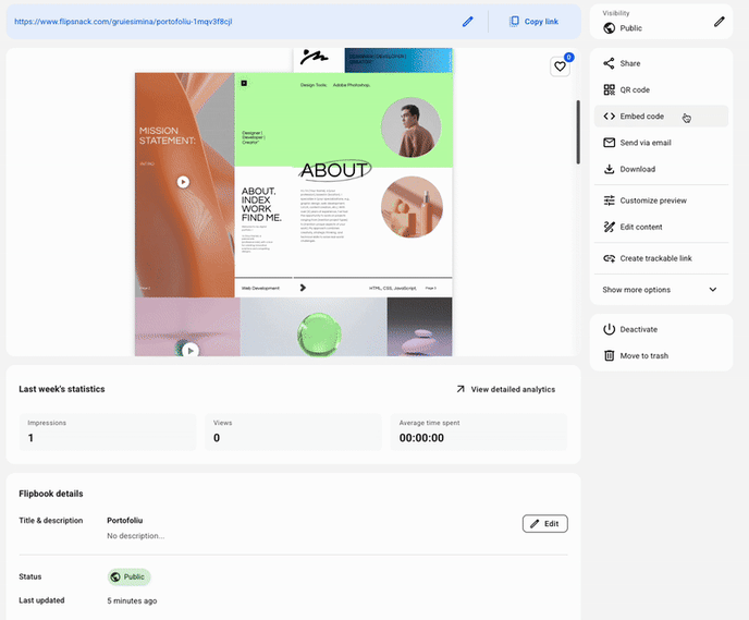 Step 2_ overview page and copy the embed code