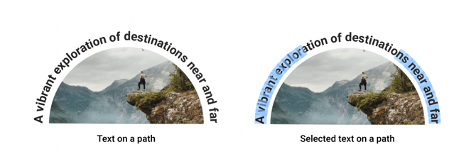 Text on a path and selected text on a path