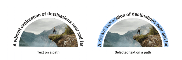 Text on a path and selected text on a path