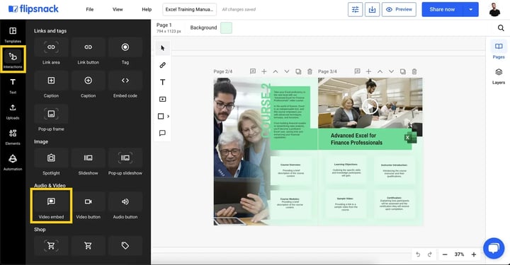 Video embed in Flipsnack