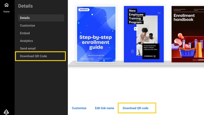 _Download QR code option available both in the preview area from Details and the side panel.