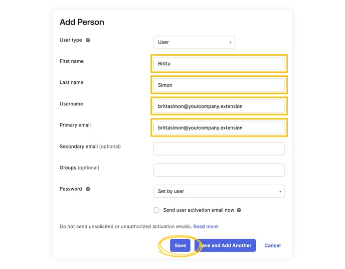 Person details in Okta