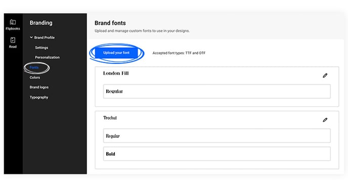 Fonts options in Flipsnack
