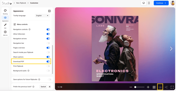 allow readers to download the flipbook-mh