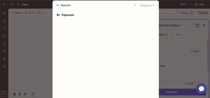 In the search apps modal, type