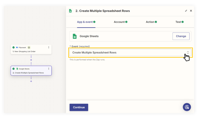 choosing-an-event-for-google-spreadsheet-in-zapier