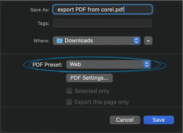 corel-export-window