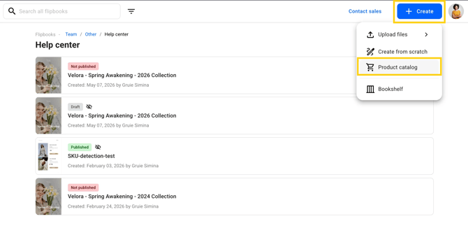 create product catalogs-mh