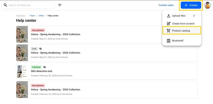create product catalogs-mh