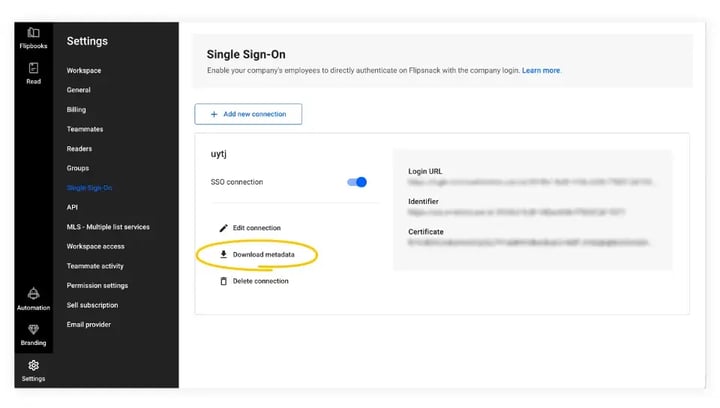 download-metadata-button-highlighted-in-single-sigh-on-settings-page