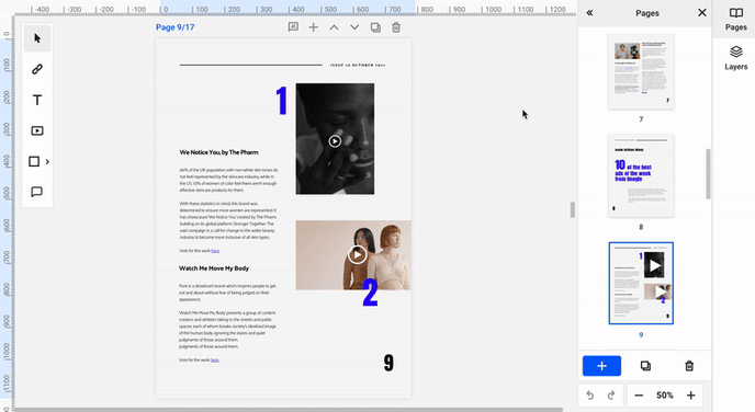 rearrange pages in Flipsnack's Design Studio