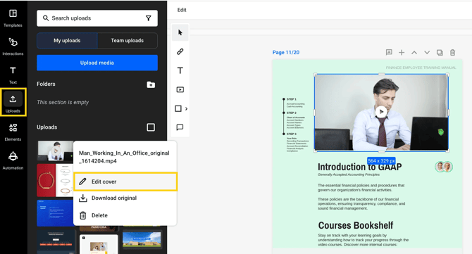 edit cover video in Flipsnack-mh