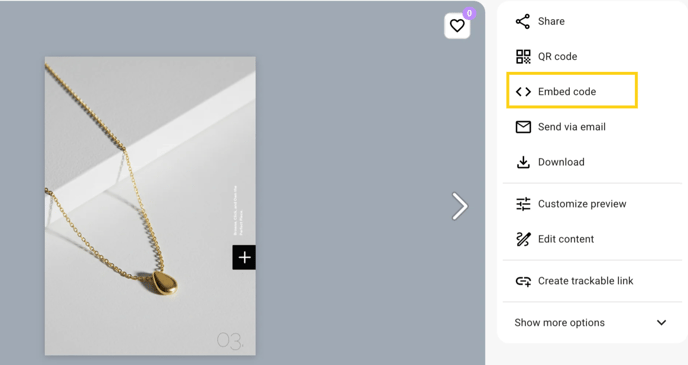 embed code in flipsnack-mh